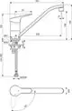 Küchenarmatur von Ideal Standard mit verchromter Oberfläche und einem Auslauf von 226 mm. Abmessungen und Montagespezifikationen sichtbar dargestellt.